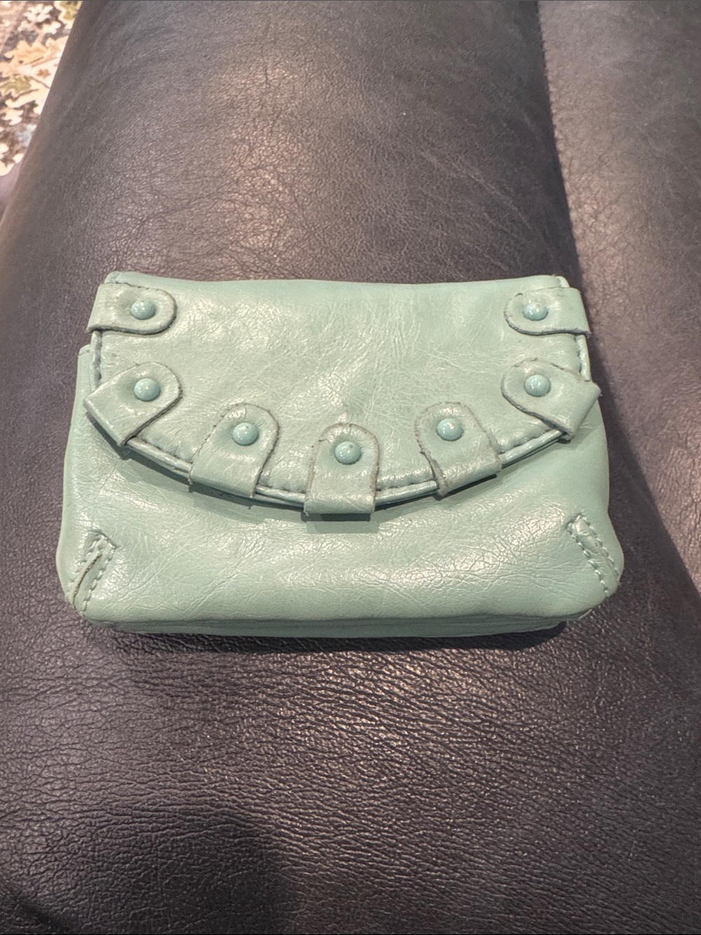 Lulu nyc Women's Wallet in Mint Green - Stylish Stud Detail with ID Slot